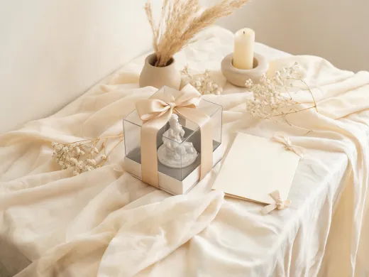 Family gift table with keepsake figurine